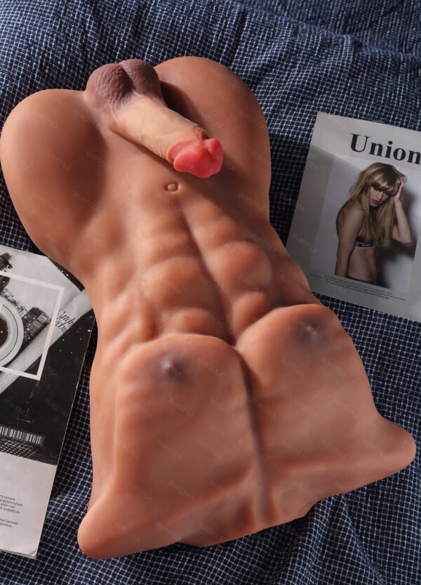 EU Station - 46cm/18in Male Torso Doll 11kg/24lbs TPE Sex Doll Torso Dark Tanned Skin Half Body Male Love Doll - Image 5