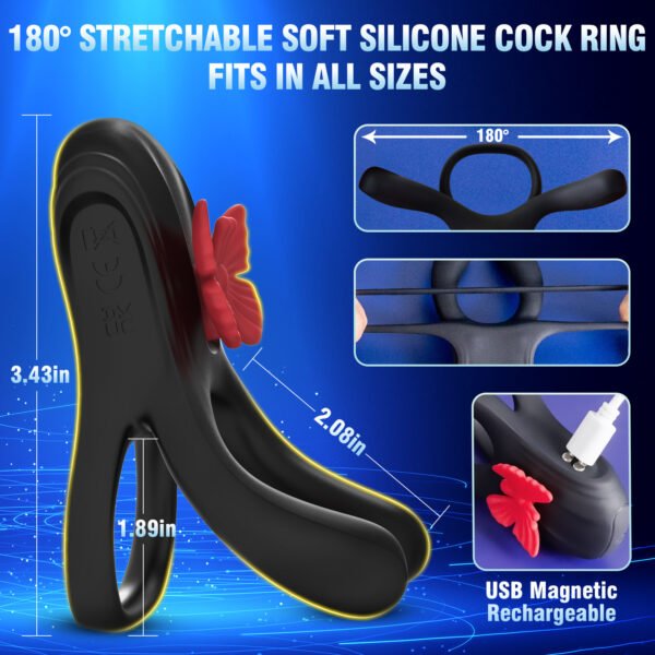 Butterfly vibrating male chastity ring penis exerciser - Image 5